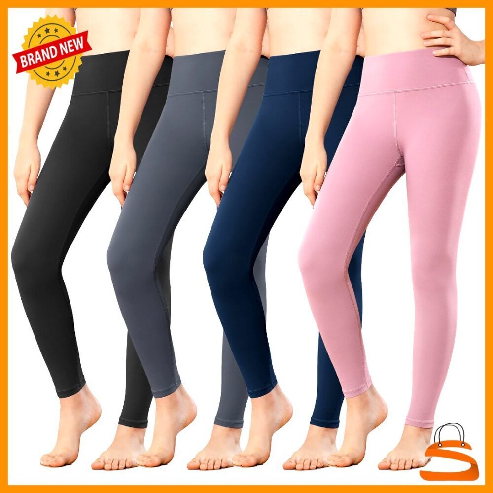Girls Athletic Leggings Pack High Rise Moisture Wicking Hidden Pocket